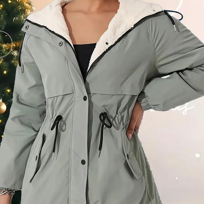 Women’s Lightweight Parka Jacket with Fur Collar