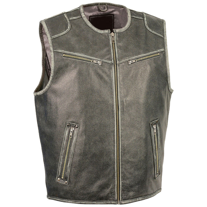 New Design Motorbike Leather Wear Best Style Men Vest Adjustable Breathable Latest Fashion Leather Men Vest