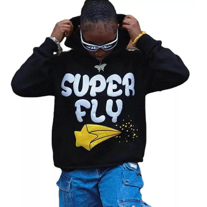 Puff Printing Drop Shoulder Men's Hoodies