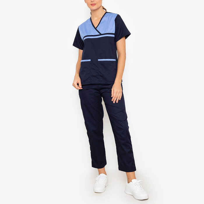 Polyester Made Stretchable Hospital Wear Women Scrub Uniform Sets / Latest Design Women's Stylish Medical Scrubs Nursing Uniform