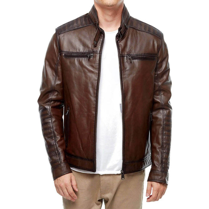 Leather Jackets for Men Factory Direct Supplier High Quality Zipper Front Zip and Pockets Leather Jackets
