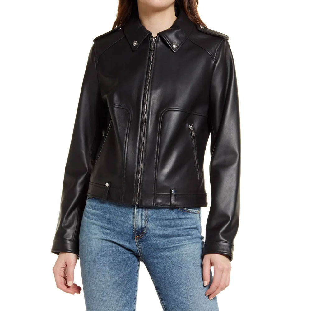 Professional Designing Women Leather Jacket for Sale Best Quality Casual Wear Long Sleeve Ladies Leather Jacket
