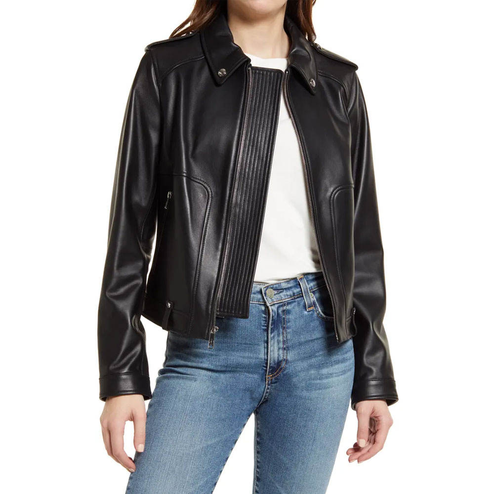 Professional Designing Women Leather Jacket for Sale Best Quality Casual Wear Long Sleeve Ladies Leather Jacket