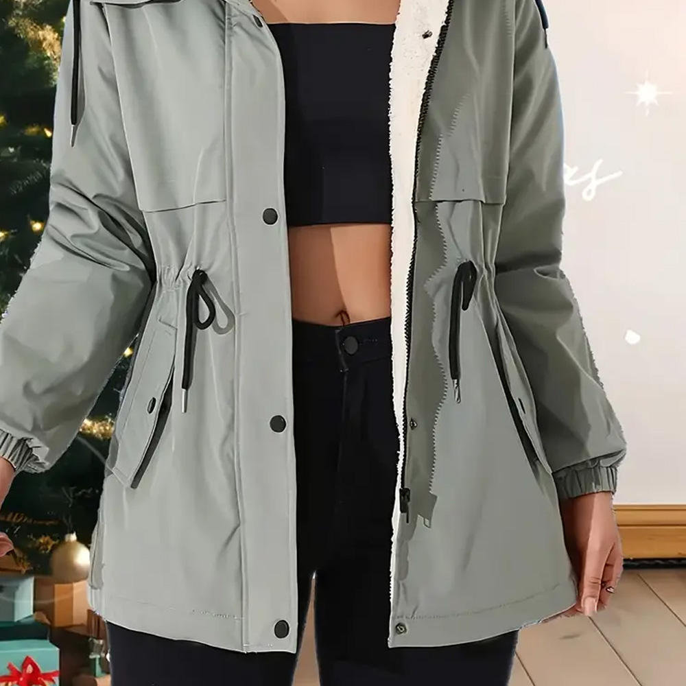 Women’s Lightweight Parka Jacket with Fur Collar