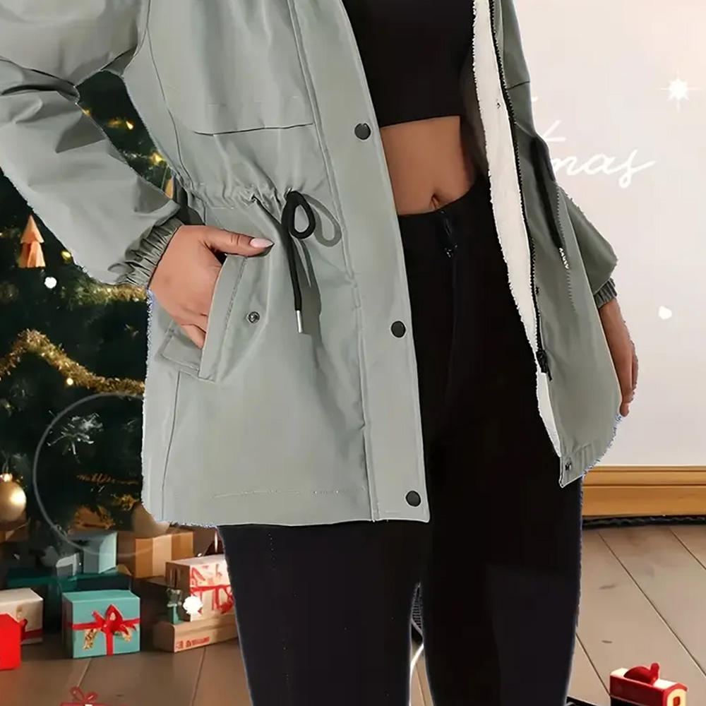 Women’s Lightweight Parka Jacket with Fur Collar