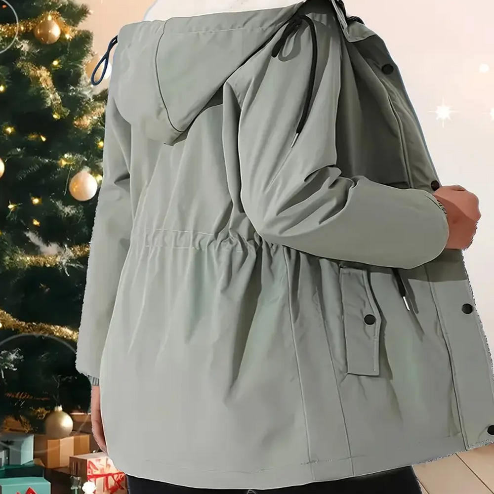 Women’s Lightweight Parka Jacket with Fur Collar