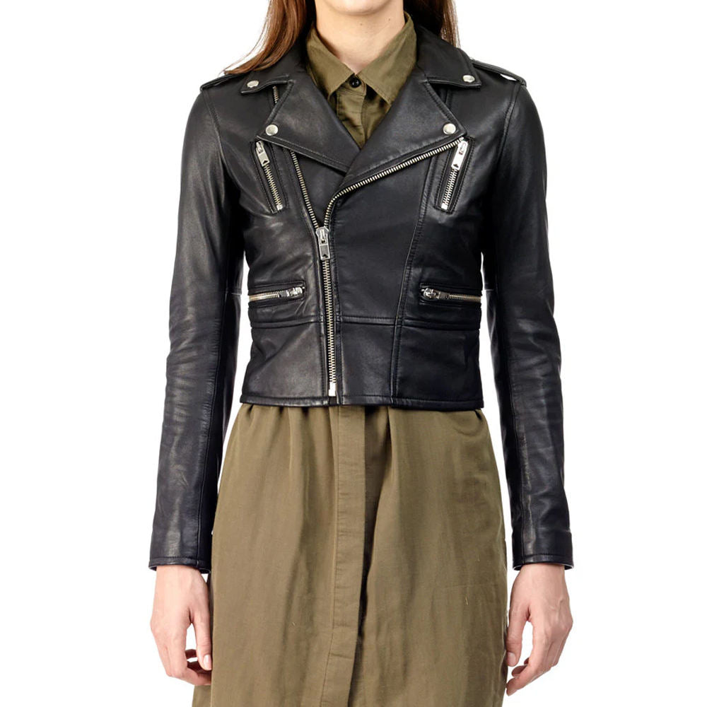 Top Trending Product Short Length Ladies Leather Jacket  High Quality Women Cropped Jacket