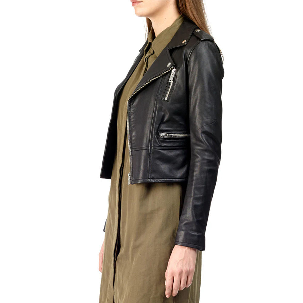 Top Trending Product Short Length Ladies Leather Jacket  High Quality Women Cropped Jacket