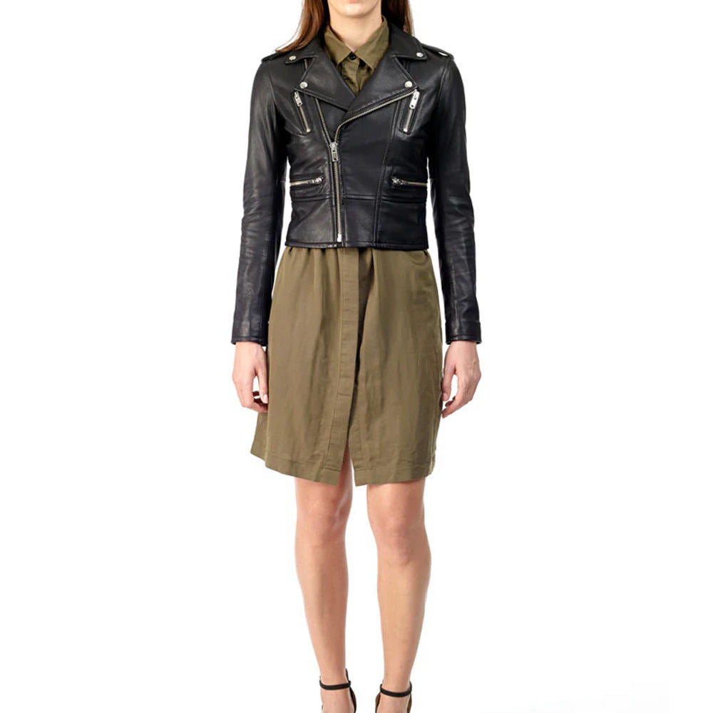 Top Trending Product Short Length Ladies Leather Jacket  High Quality Women Cropped Jacket