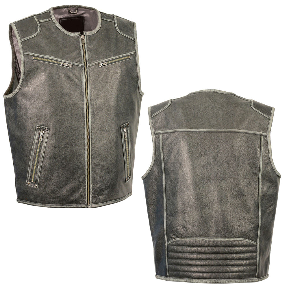 New Design Motorbike Leather Wear Best Style Men Vest Adjustable Breathable Latest Fashion Leather Men Vest