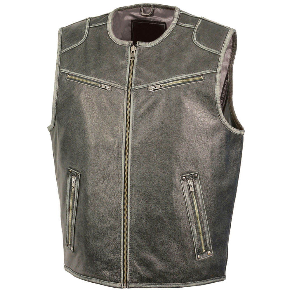 New Design Motorbike Leather Wear Best Style Men Vest Adjustable Breathable Latest Fashion Leather Men Vest