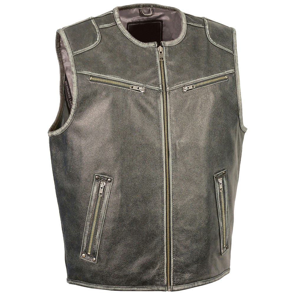 New Design Motorbike Leather Wear Best Style Men Vest Adjustable Breathable Latest Fashion Leather Men Vest