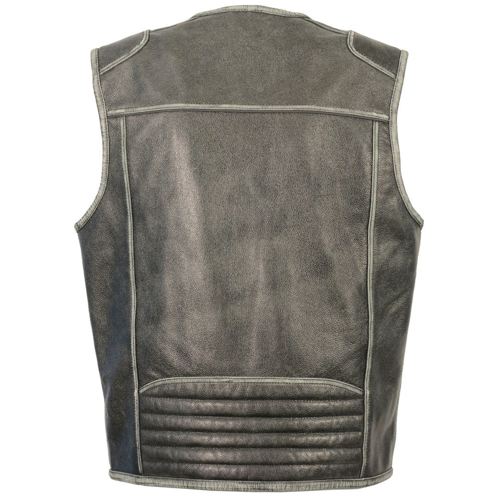 New Design Motorbike Leather Wear Best Style Men Vest Adjustable Breathable Latest Fashion Leather Men Vest