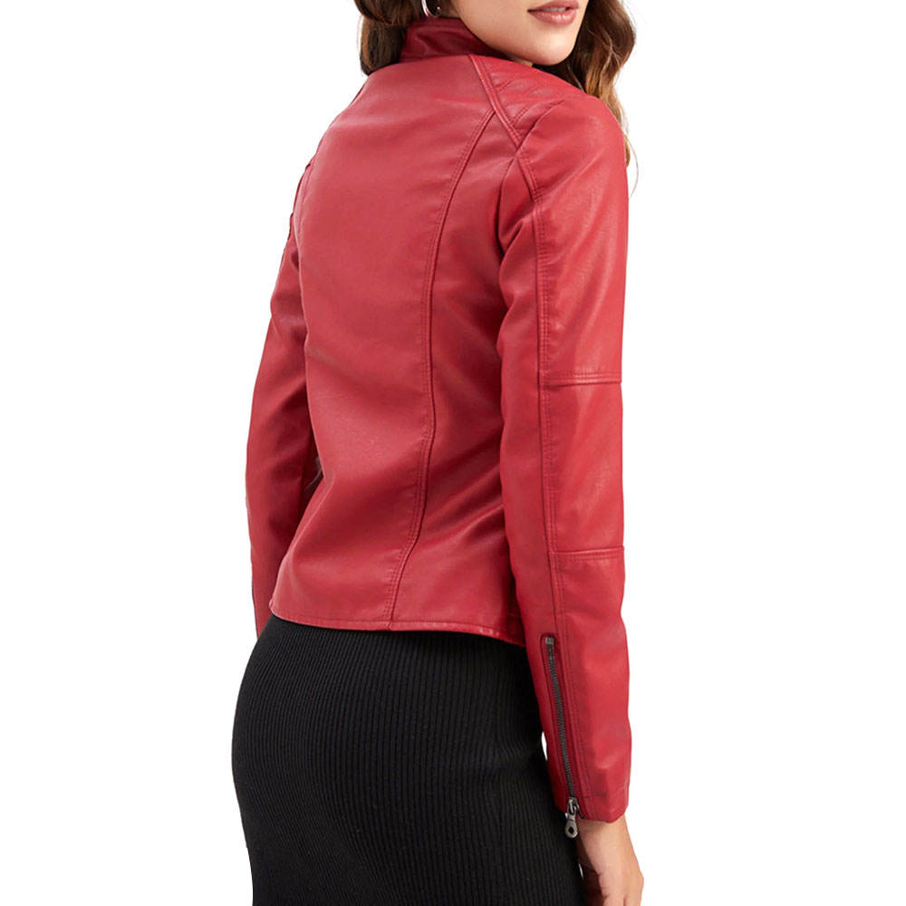 Motorcycle Jacket for Women Manufacturer  Embossed Genuine Leather Jacket For Ladies