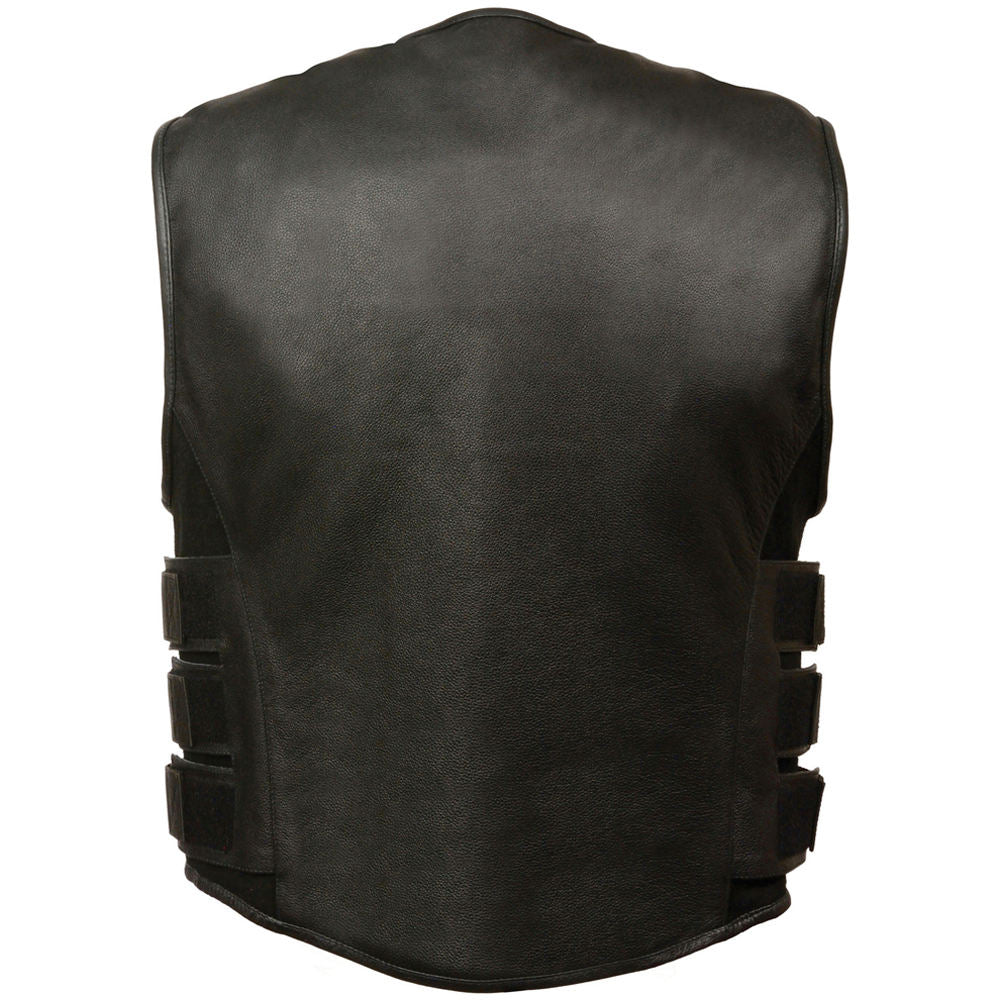 Men's High Quality Fabric Leather Vest Genuine Leather Breathable Leather Vest for Men
