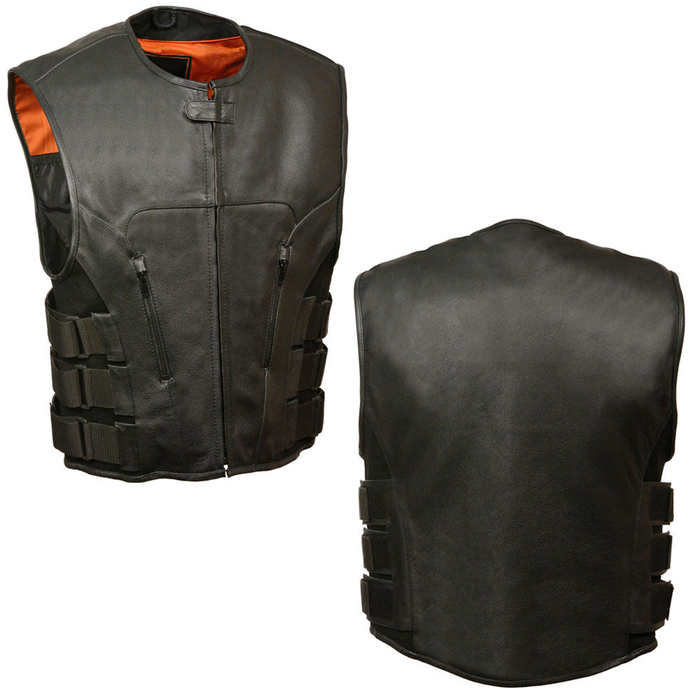 Men's High Quality Fabric Leather Vest Genuine Leather Breathable Leather Vest for Men