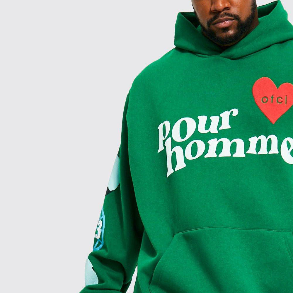 Men’s Soft Cotton Puff Print Hoodie