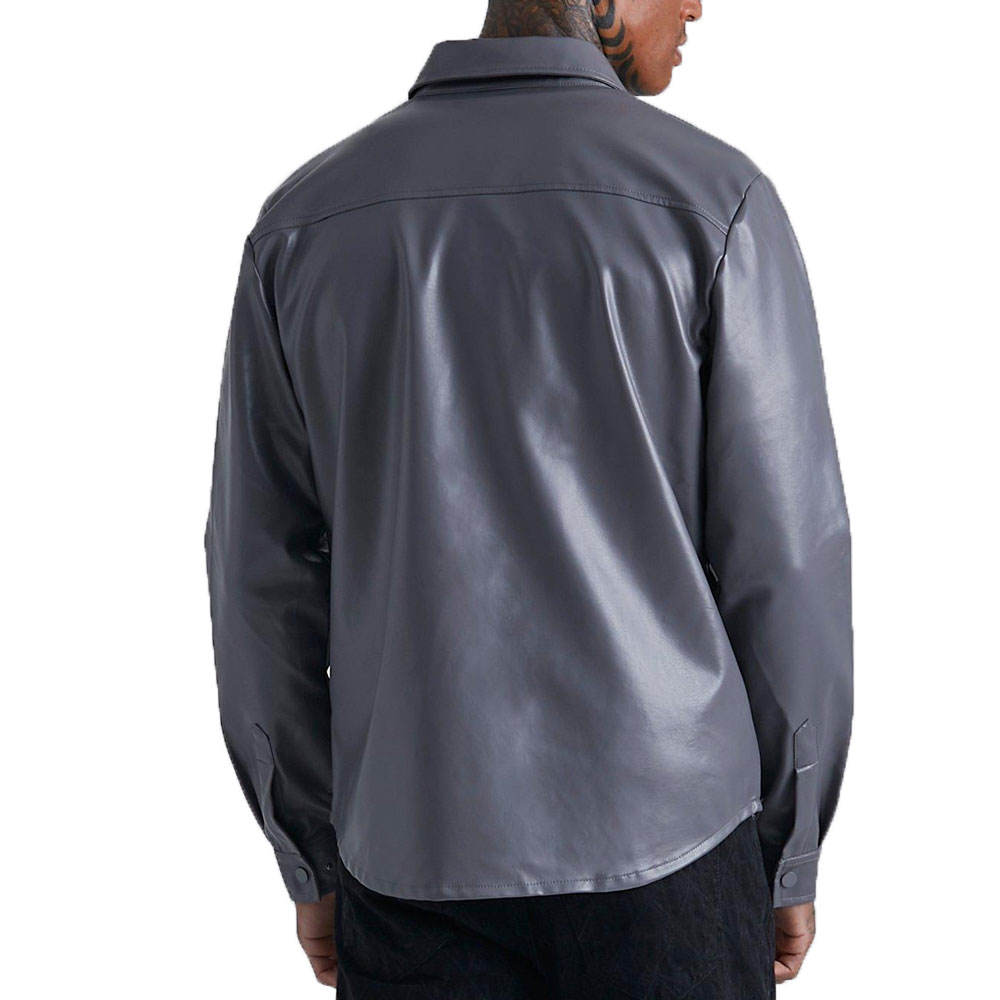 Men’s Full Sleeve PU Leather Dress Shirt