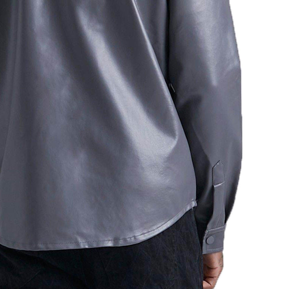 Men’s Full Sleeve PU Leather Dress Shirt