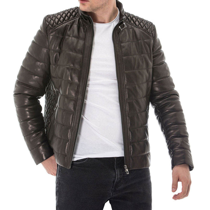 Lightweight Men Leather winter jacket High Quality Men's Leather Jacket With Long Sleeves