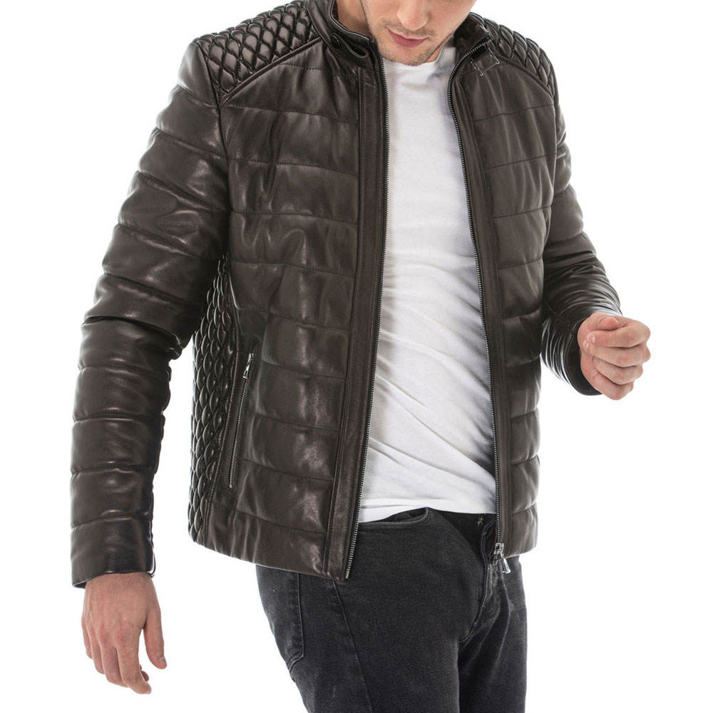 Lightweight Men Leather winter jacket High Quality Men's Leather Jacket With Long Sleeves
