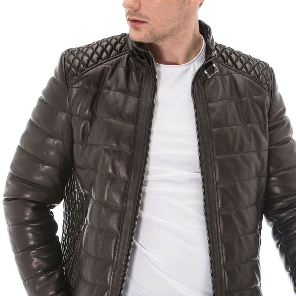 Lightweight Men Leather winter jacket High Quality Men's Leather Jacket With Long Sleeves