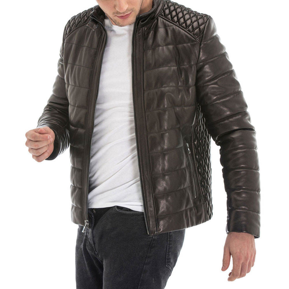 Lightweight Men Leather winter jacket High Quality Men's Leather Jacket With Long Sleeves