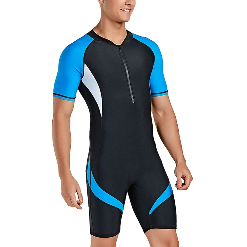 Men Swimwear Quick Dry Swim Suits Half Sleeve Arm Sublimation Custom Swimming Suits for Men's