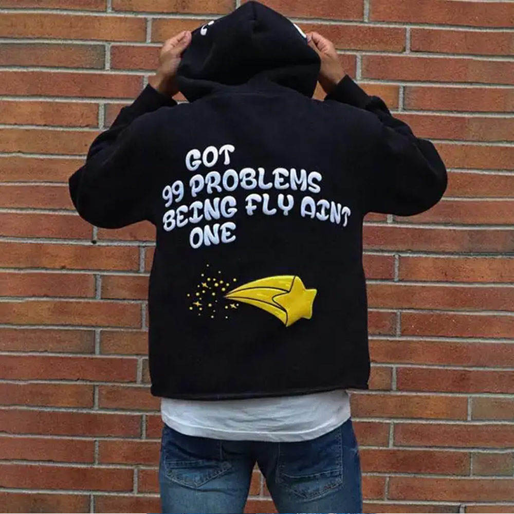 Puff Printing Drop Shoulder Men's Hoodies