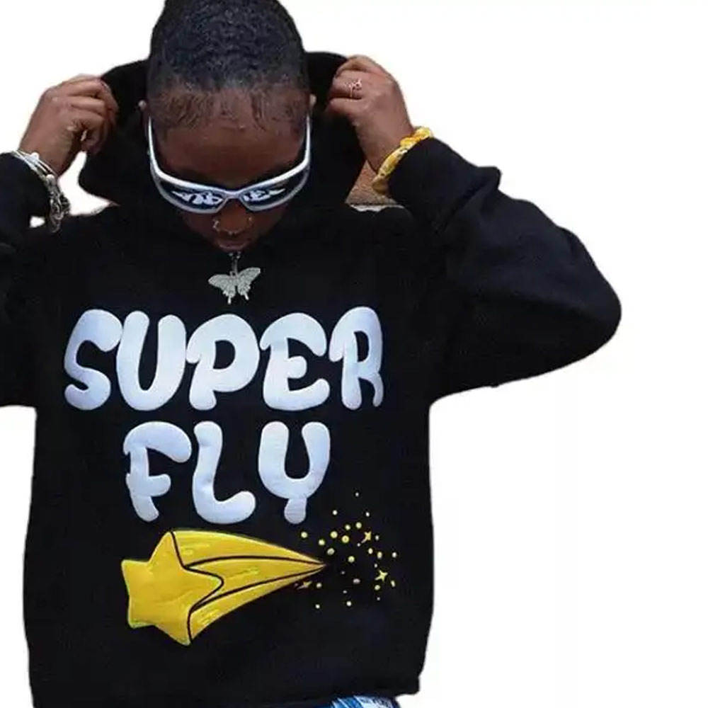 Puff Printing Drop Shoulder Men's Hoodies