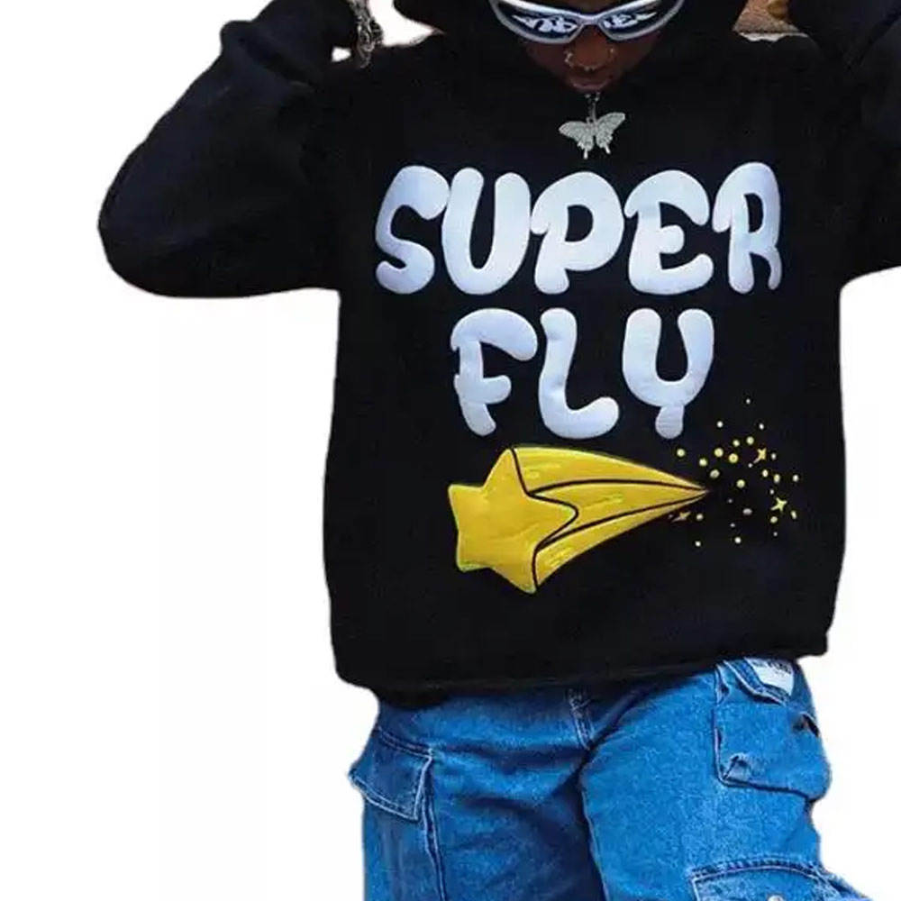 Puff Printing Drop Shoulder Men's Hoodies