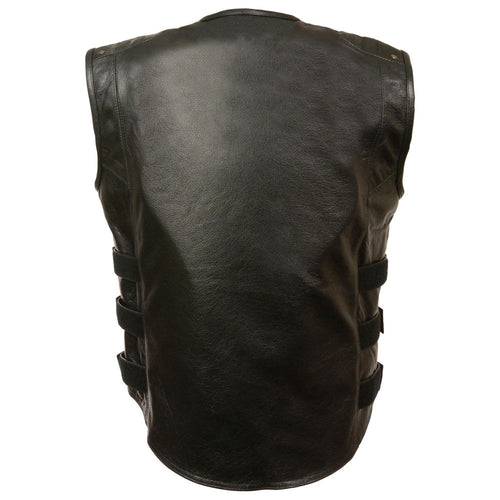 High Quality Leather Vest Breathable Outerwear Sleeveless Multi Pocket Mens Leather Vest