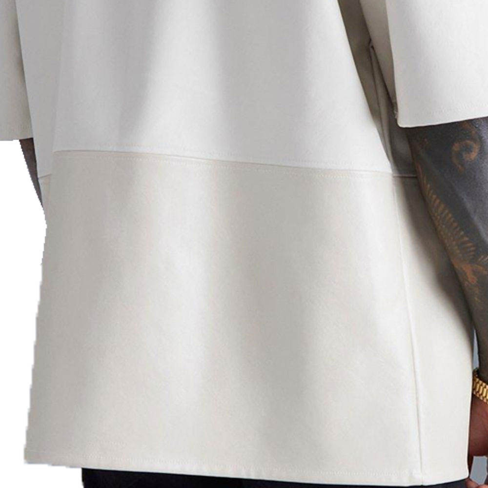 PU Leather Short Sleeve Button-Up Shirt