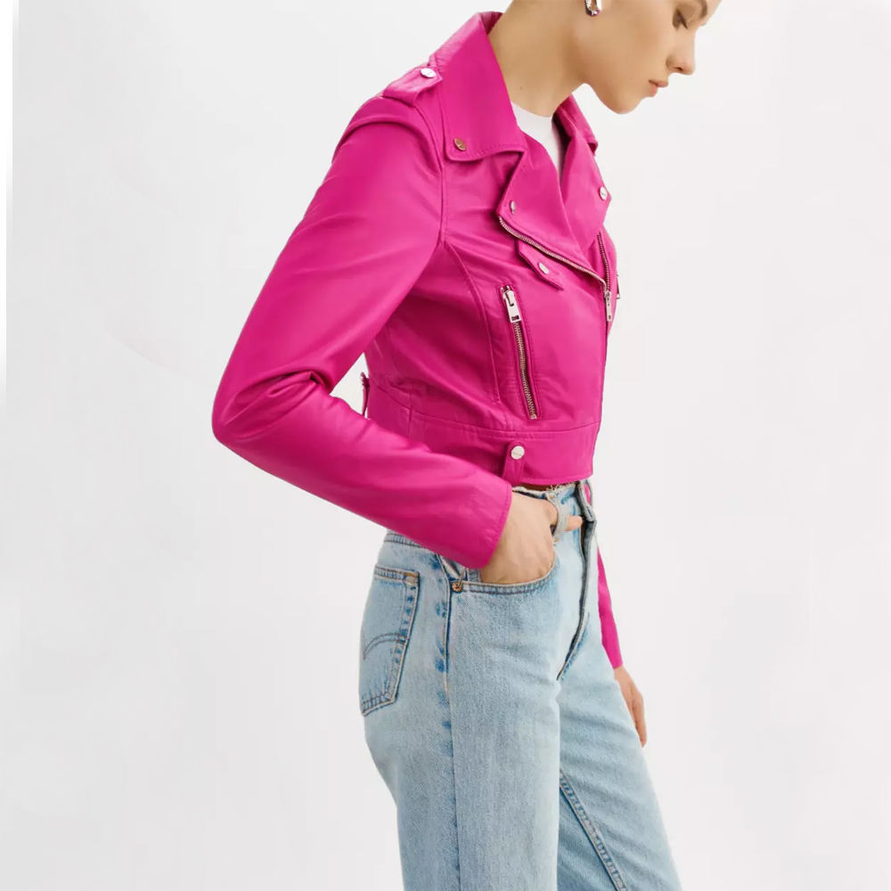Casual Wear Made Design Hot Selling Crop Leather Jacket  Top Quality Women's Leather Jacket
