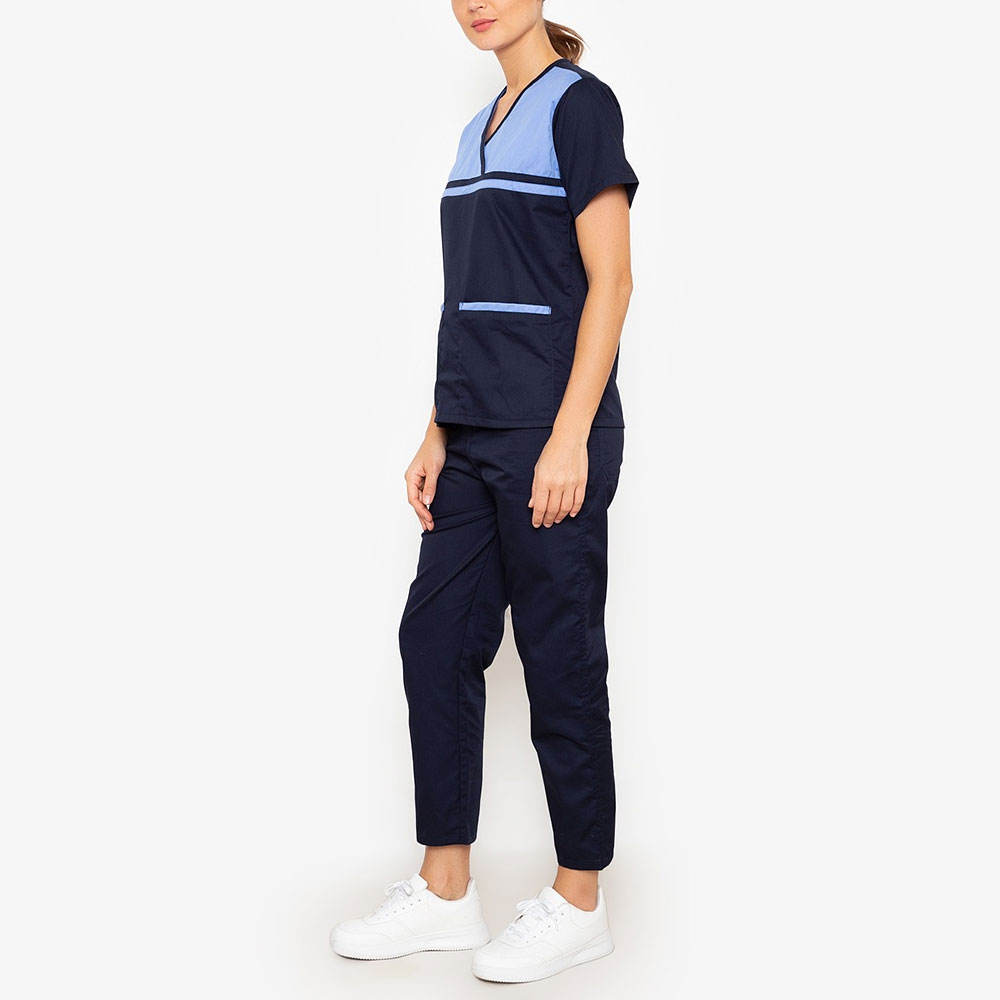 Polyester Made Stretchable Hospital Wear Women Scrub Uniform Sets / Latest Design Women's Stylish Medical Scrubs Nursing Uniform