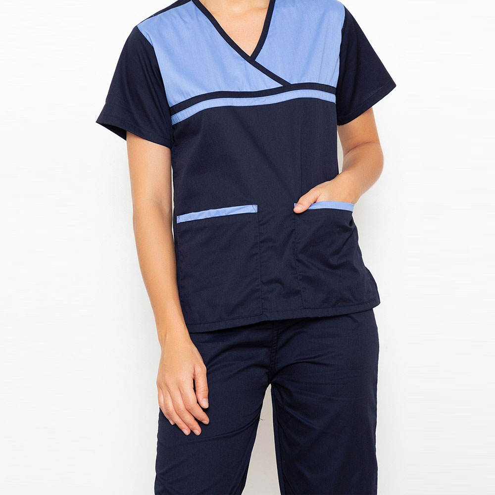 Polyester Made Stretchable Hospital Wear Women Scrub Uniform Sets / Latest Design Women's Stylish Medical Scrubs Nursing Uniform