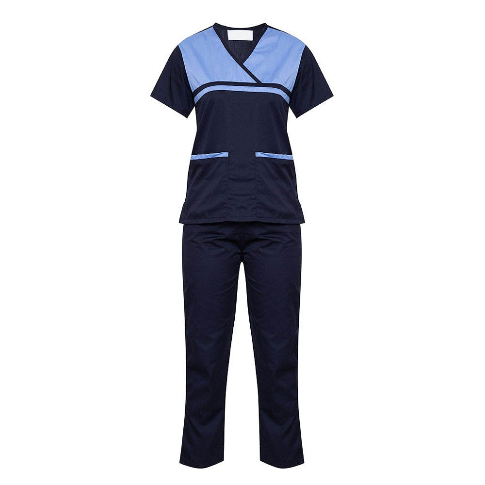 Polyester Made Stretchable Hospital Wear Women Scrub Uniform Sets / Latest Design Women's Stylish Medical Scrubs Nursing Uniform