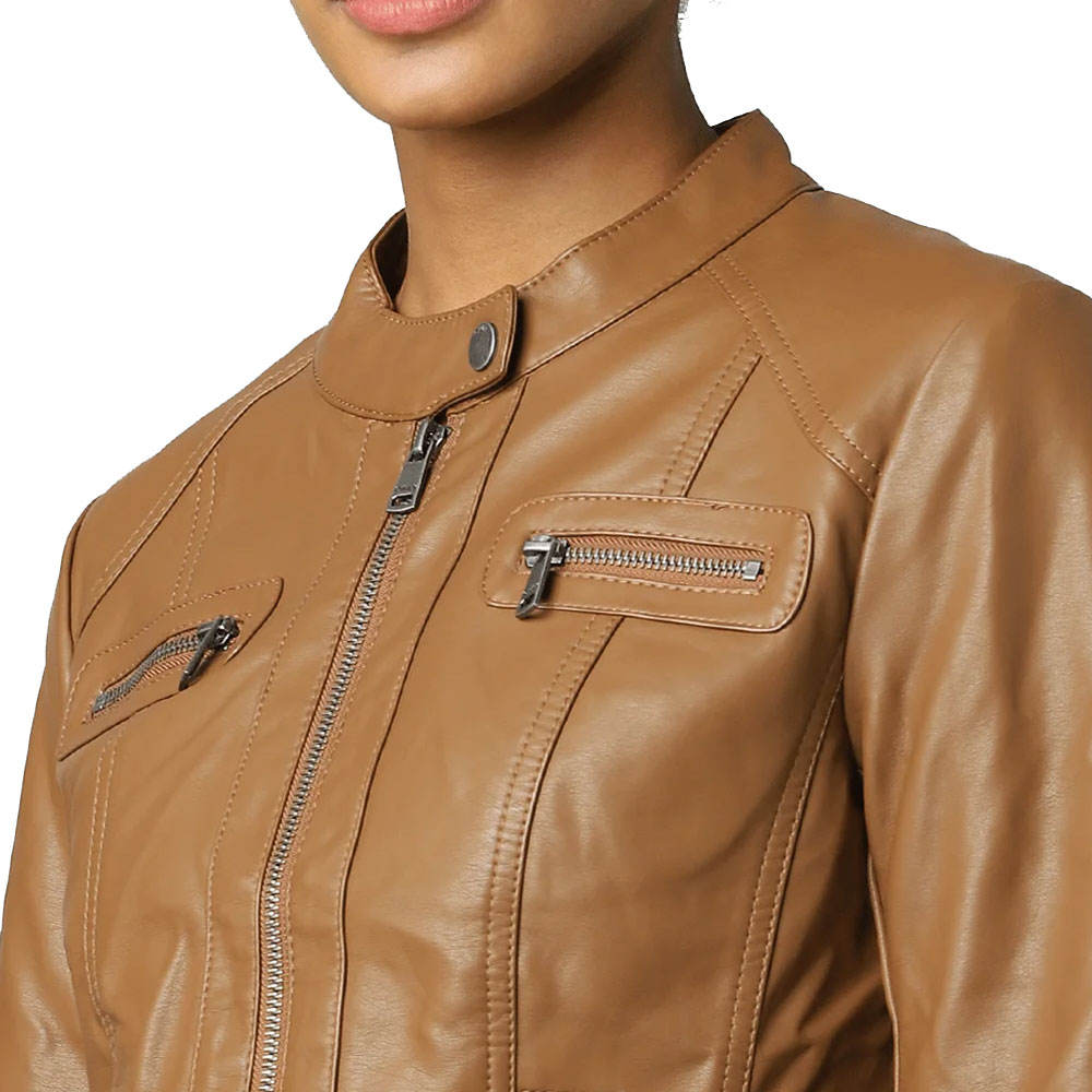 2026 Latest Design Fashionable High Quality Women Leather Jacket New Fashionable Long Sleeve Women Leather Jacket