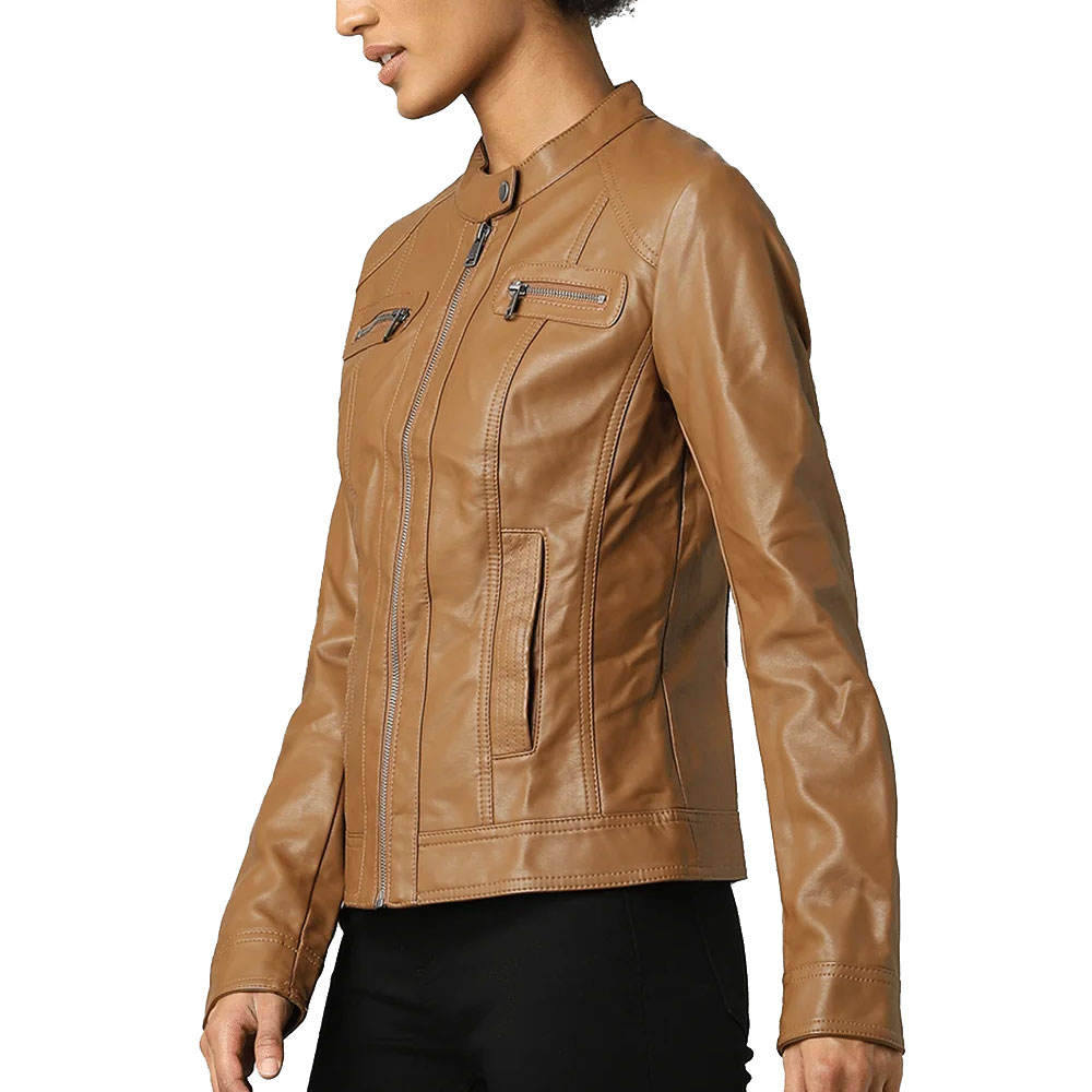 2026 Latest Design Fashionable High Quality Women Leather Jacket New Fashionable Long Sleeve Women Leather Jacket