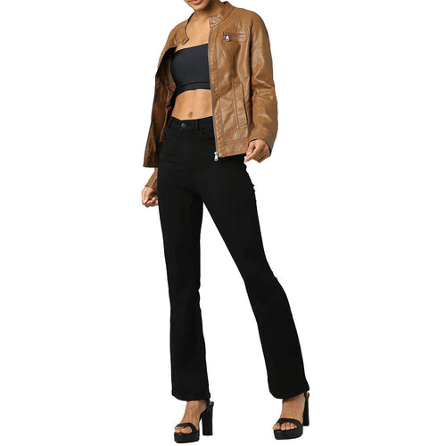 2026 Latest Design Fashionable High Quality Women Leather Jacket New Fashionable Long Sleeve Women Leather Jacket