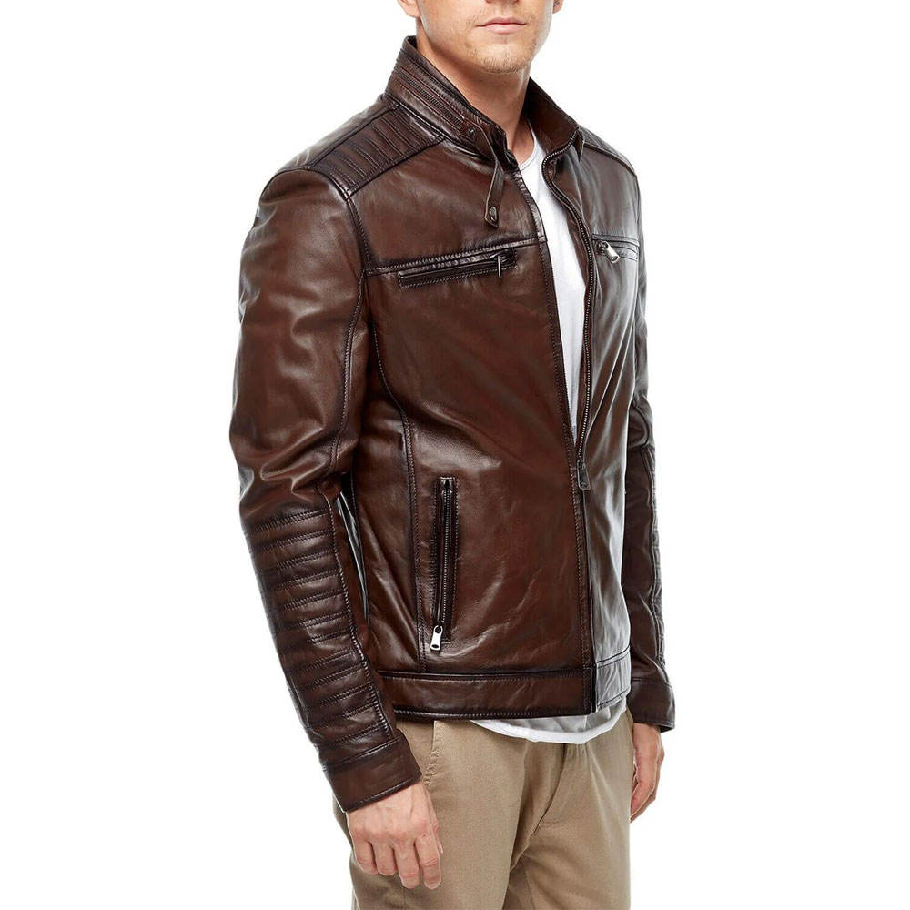 Leather Jackets for Men Factory Direct Supplier High Quality Zipper Front Zip and Pockets Leather Jackets