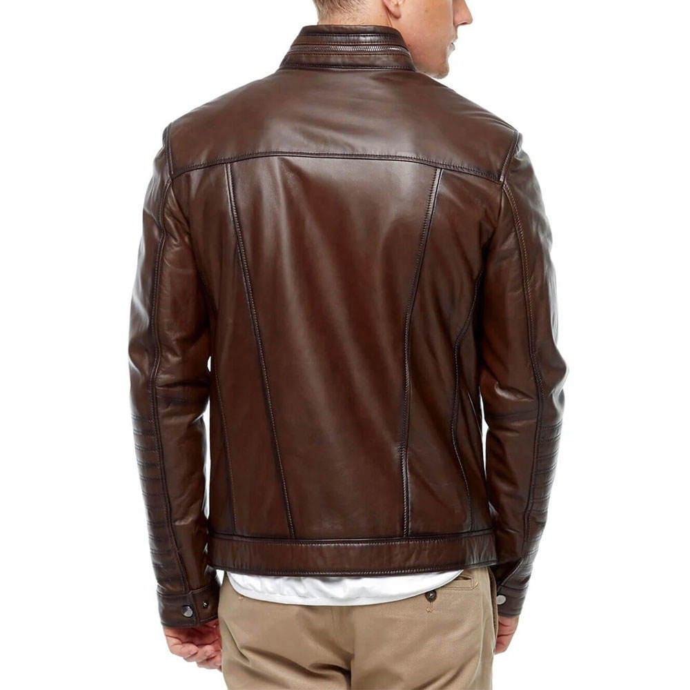Leather Jackets for Men Factory Direct Supplier High Quality Zipper Front Zip and Pockets Leather Jackets