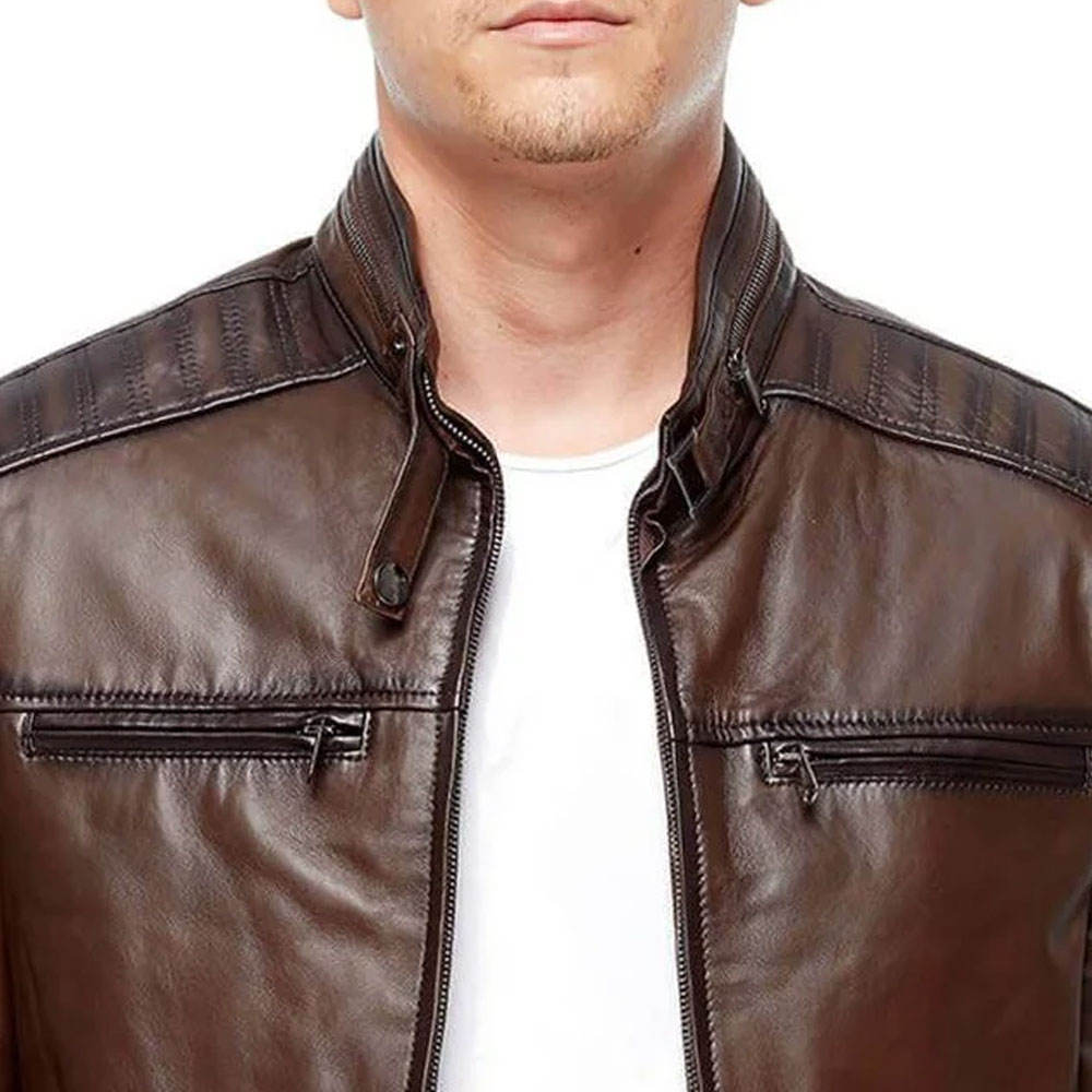 Leather Jackets for Men Factory Direct Supplier High Quality Zipper Front Zip and Pockets Leather Jackets