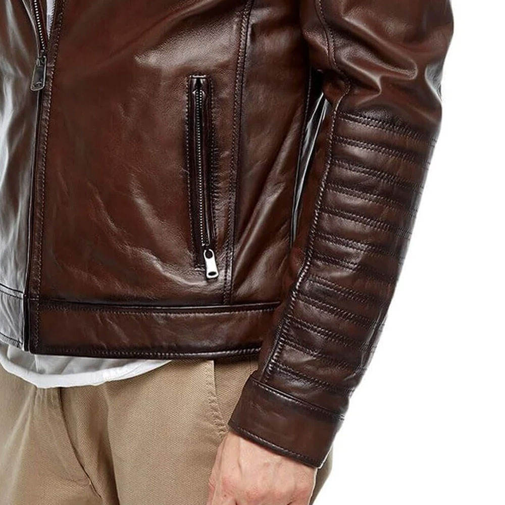 Leather Jackets for Men Factory Direct Supplier High Quality Zipper Front Zip and Pockets Leather Jackets