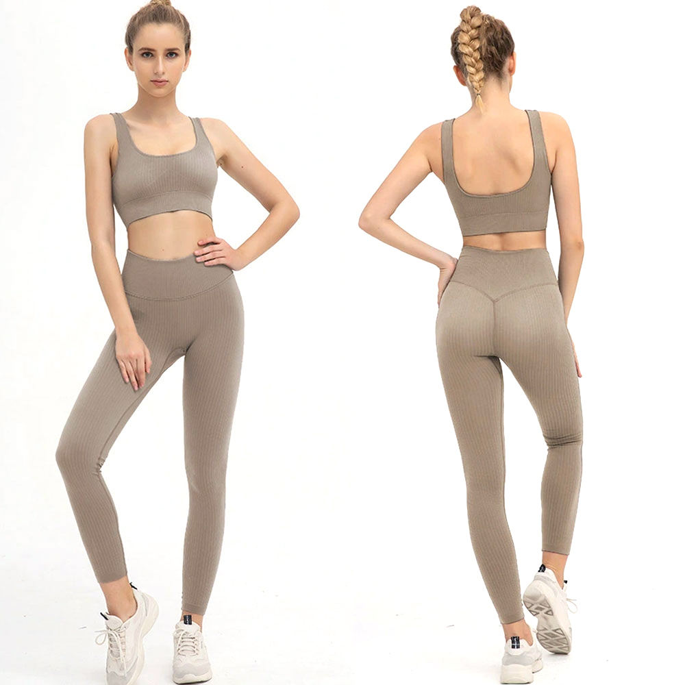 Latest Fashion Solid Color Fitness Women Yoga Set Ladies Gym Active Wear High Waist Yoga Sport Sets for Adults Yoga Set